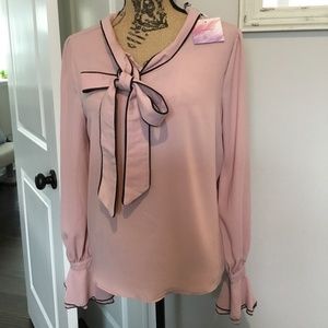 Brand New Chicwish Mauve Bow Blouse